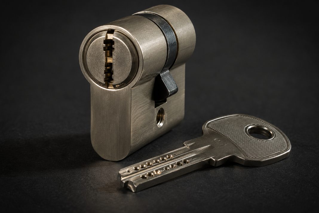 Bombín de seguridad antibumping junto a su llave de puntos